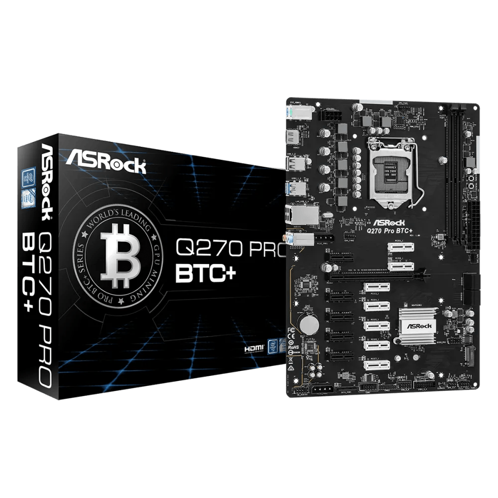 ASRock Q270 Pro BTC+ Intel 200 Series Mining Motherboard | 90 - MXBHM0 - A0UAYZ | - Vektra Computers LLC ASRock Q270 Pro BTC+ Intel 200 Series Mining Motherboard | 90 - MXBHM0 - A0UAYZ | - Vektra Computers LLC